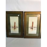 2 McK Farquhar watercolors depicting boat scenes fitted within gilt frames. Picture size 36.5x17.