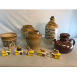 5 stoneware pots and jugs to include names such as Lipton & Robert Jagger, together with 5 Wade