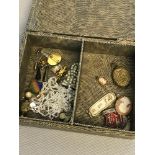 Box of Jewellery to include Egyptian silver ingot, Silver earrings and various Victorian Items