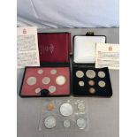 2 Royal Canadian Mint sets fitted within display boxes, together with Canadian mint set, 6 coins