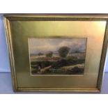 Victorian watercolour depicting a man walking in a countryside landscape by James Paterson P.R.S.W.,