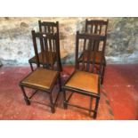 4 1950's oak dining chairs with barley twist supporting legs