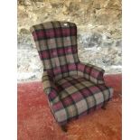 John Sankey button back tartan material chair .