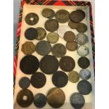 A collection of mixed world coins to include 1752 Franc.D.G.R.I.S. gold Coloured coin , 3 Various