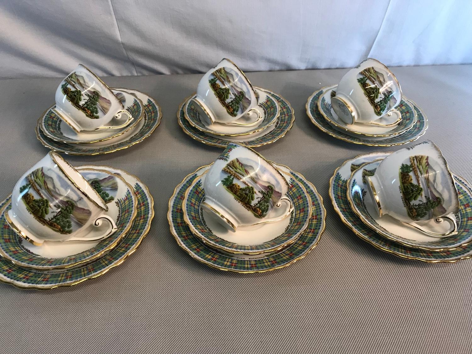 18 Piece Bone china "Loch Lomond, Clan Buchanan" tea set