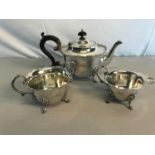 3 Piece EP tea service all supported on 4 feet.