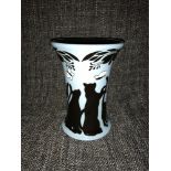 Moorcroft Lucky black cat vase, shape 158/6 no edition 470. Measures 16cm in height