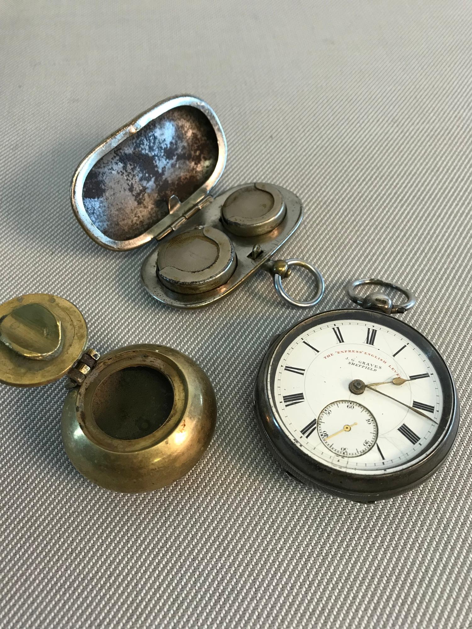 Pocket watch by J.G Graves Sheffield "The Express English Lever" fitted in an Chester silver case by