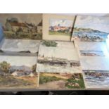 A collection of J. Wilson McKinnell watercolours of various scenes depicting Arran, Rosehearty &