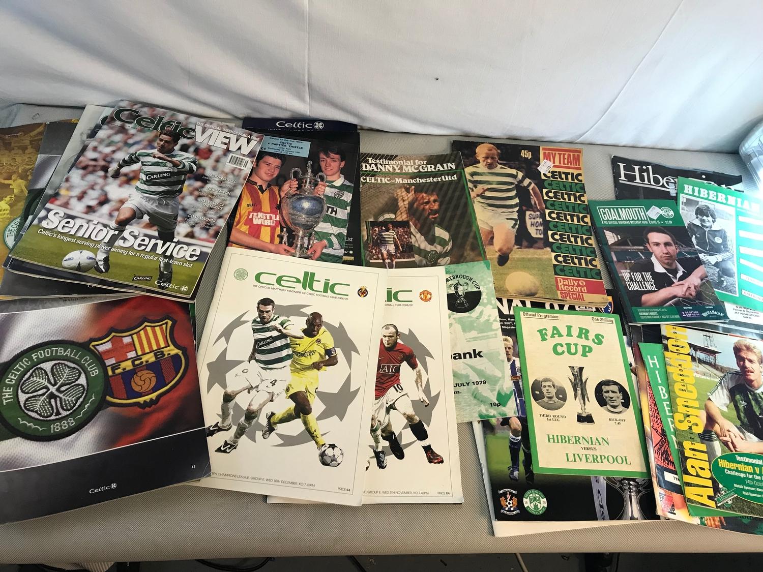A collection of Hibernian and Celtic football programmes