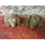 2 Antique lion head garden ornaments