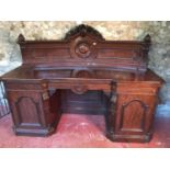 Large Victorian pedestal sideboard, Large ornate bow back design. Both have fitted drawers to the