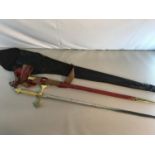 Antique Masonic sword, sheath and carry bag.