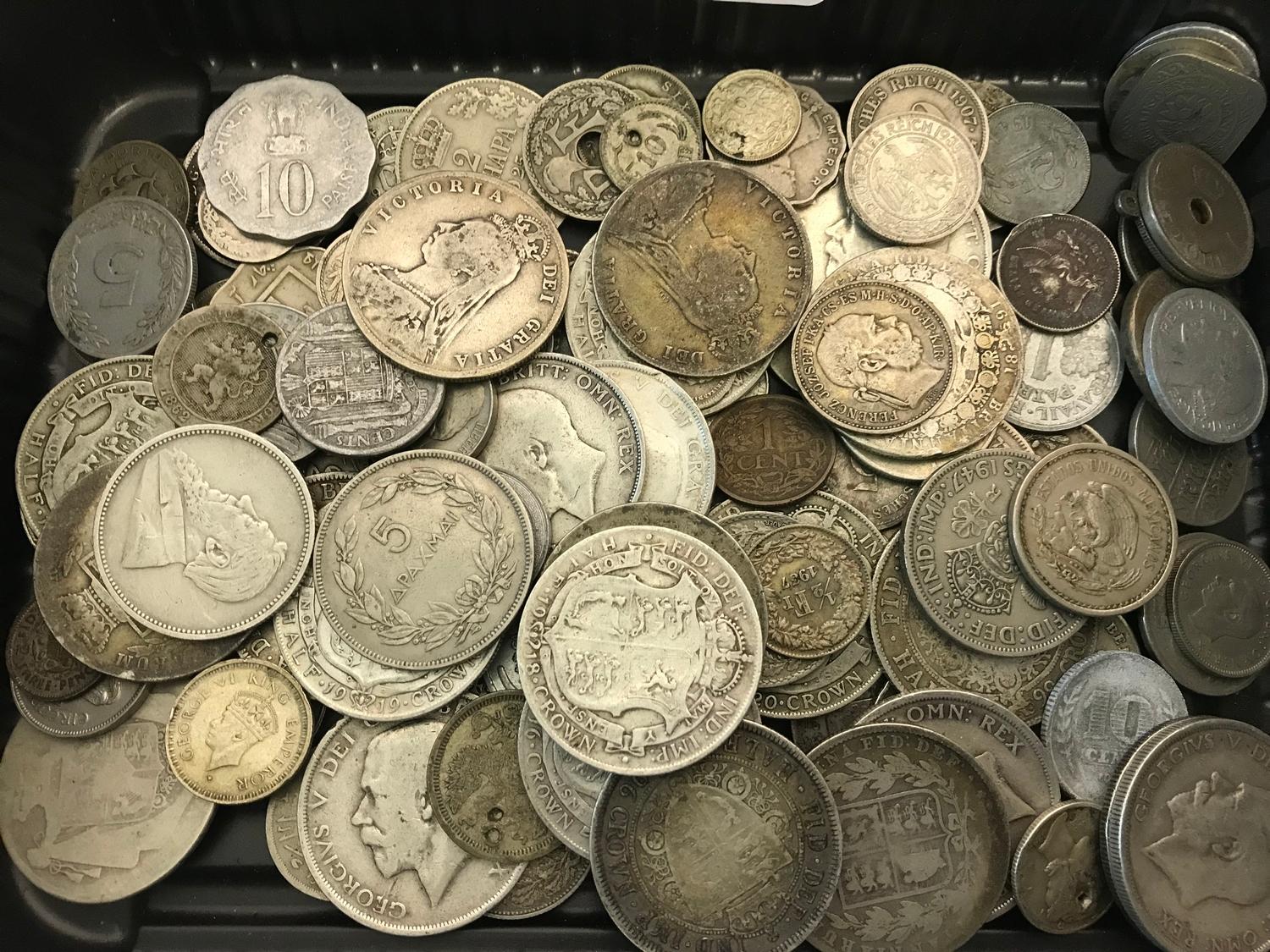 A Large collection of Silver coins to include Victoria Britannia 1887 & 1889 coins, George V Half