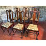 6 High back 1950's dining chairs with cabriole leg supports