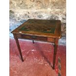 Victorian Oak chess top table with pull out under drawer