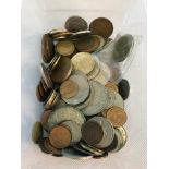 Tub of mixed world coins