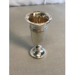 Birmingham silver small vase. Makers W A Humphries Ltd. Dated 1964. Measures 9.5cm in height.