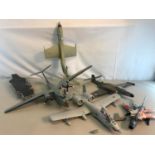 A collection of aeroplane models and ship aircraft carrier