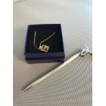 Sterling silver Pen together with silver 925 chain with pendant