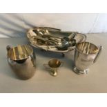 Collection of silver plated and EP wares which includes swing handle basket, flat wares, and