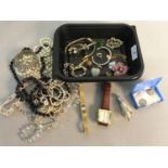 A collection of vintage costume jewellery and watches to include Royal London watch, Scottish claw