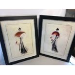 2 Large prints titled "The Dames " by Marilyn Robertson. Frame size 83x64cm.