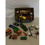 Box of Playworn dinky, corgi and matchbox models