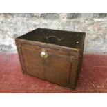 Antique Travel case with fold down front. Fitted with blue silk material