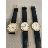 3 Various watches to include 18ct gold plated Raymond Weil watch, Longines & Pascal Vernan watches.