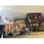 A Large collection of 1/6 scale action figure body parts, head sculpts, small 1/12 scale figures
