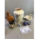 Large hand painted Poole pottery vase with impressed marking to the base, Beswick "Golden eagle