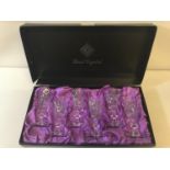 A Set of 6 Edinburgh International lead crystal Sherry glasses with a fitted box