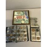 2 Albums of mixed world decimal coins together with framed bank notes