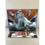 Large stain glass and lead window depicting ship at sea. Together with top part most likely for an