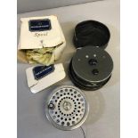 Hardy Bros. Marquis Salmon No1 fly reel, spare spool and fitted pouch. Comes with a box but its in