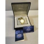 18ct gold Men's Longines automatic watch & 18ct gold strap.