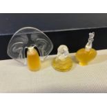 3 Miniature Lalique perfume bottles styled with Nude figure tops