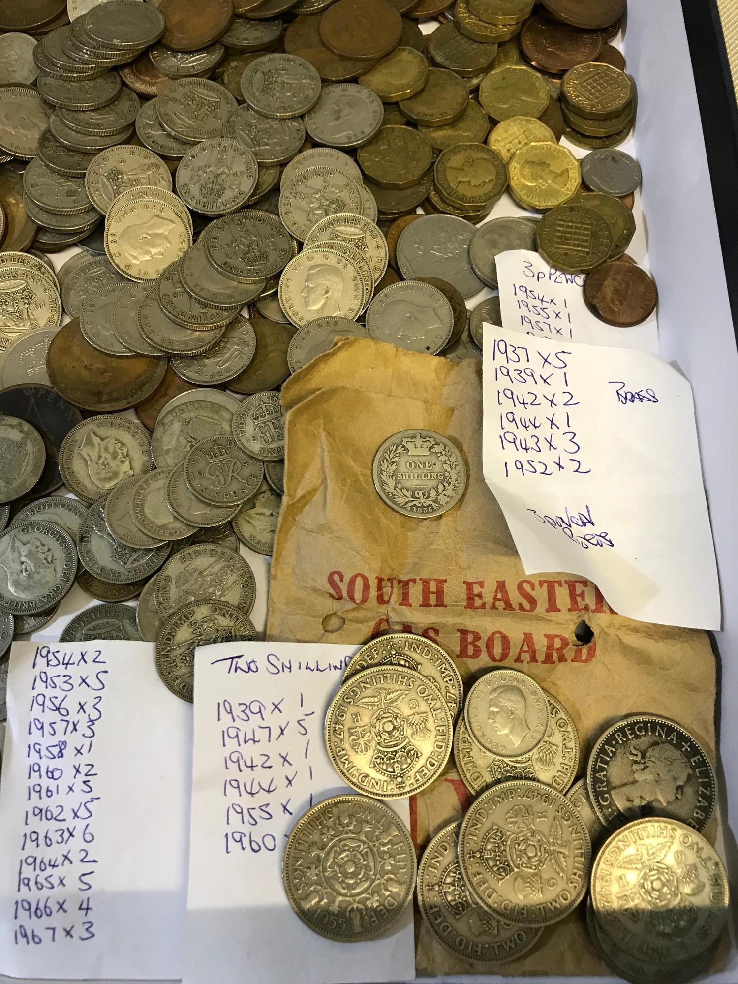 Large collection of pre decimal coins and mixed world coins includes one & two shillings, 1836 one - Image 3 of 4