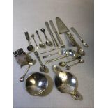 Collection of Silver, WMF, Silver plated cutlery, White metal chair pin cushion & White metal tea