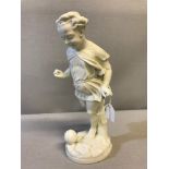 Large old Royal Worcester child playing football figure. Measures 30cm in height