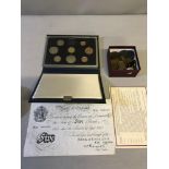 Bank of England 1945 five pounds note, UK Royal Mint coin collection 1983 & box of various loose