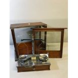 c1900 Apothecaries/ Chemist drug scales. Comes within a glass and mahogany casing. has a plaque to