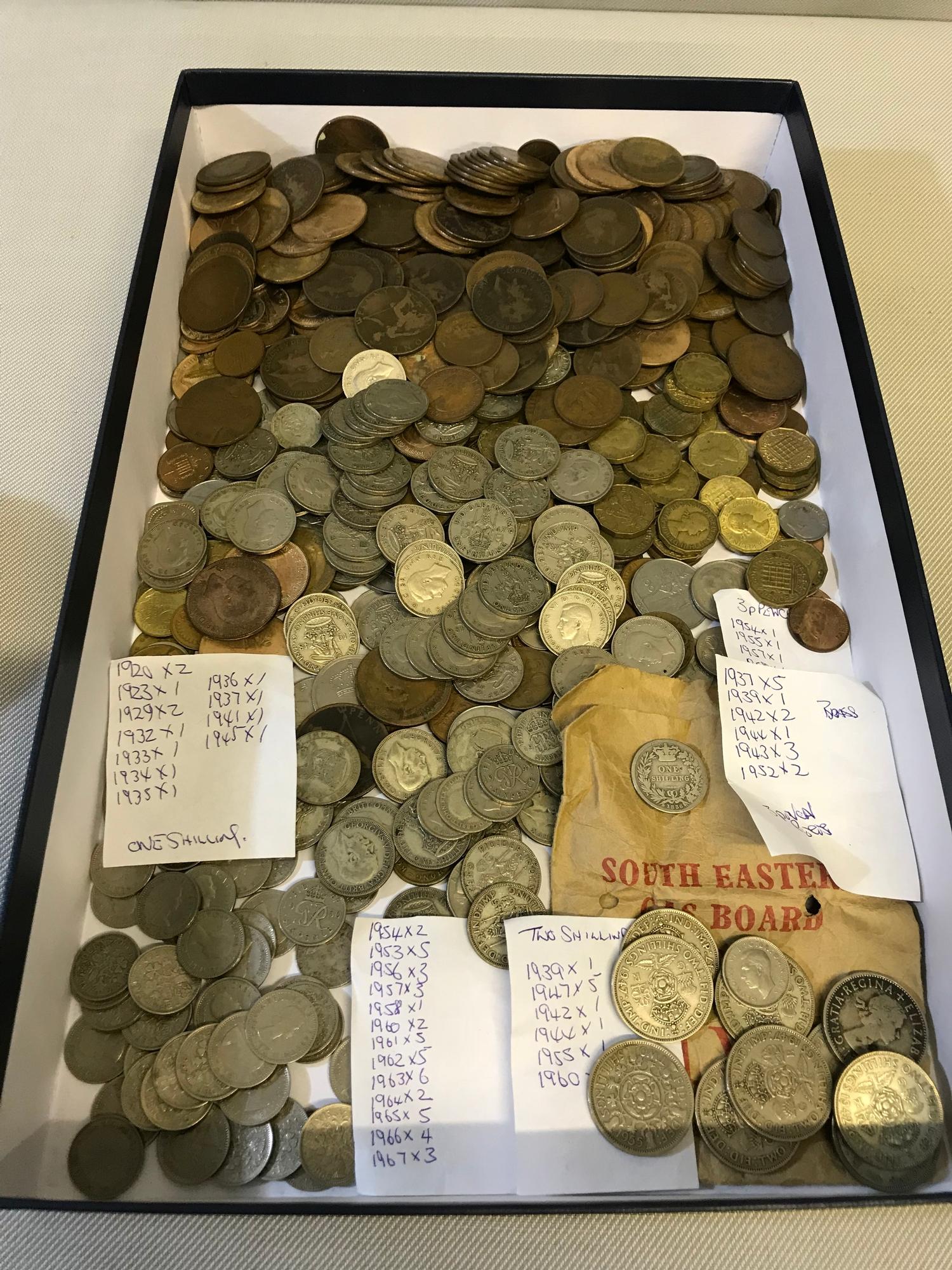 Large collection of pre decimal coins and mixed world coins includes one & two shillings, 1836 one