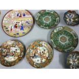 A Collection of 7 Early 20th century oriental hand painted plates which includes Famille rose & 2