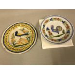 HB Quimper pottery bird design plates