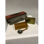 Trench art 1916 Somme Brass shell made into a match box holder, Super Hohner Harmonica & Inlaid