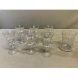 A collection of 6 thistle shaped sherry glasses, together with a crystal whisky glass - (there are