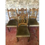 A Lot of 4 Solid oak Art Nouveau style dining chairs