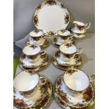 21 piece Royal Albert old country roses tea set.